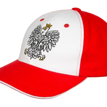 Polska - czapka z daszkiem juniorska biała/czerwona