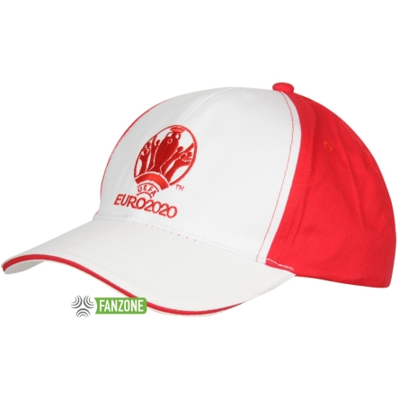 Juniorska czapka z daszkiem Euro 2020 biało-czerwona