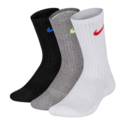 Skarpety wysokie juniorskie Nike JR Cushioned 3Pak rozmiar M (38-42) biały/szary/czarny
