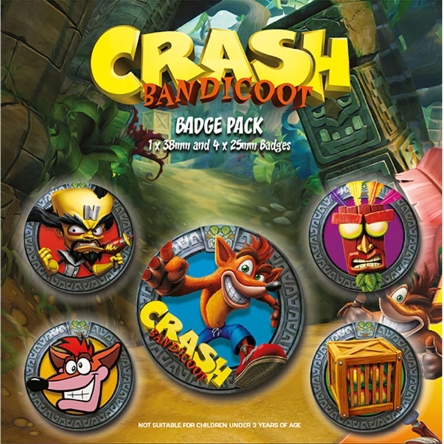 Crash Bandicoot - zestaw przypinek